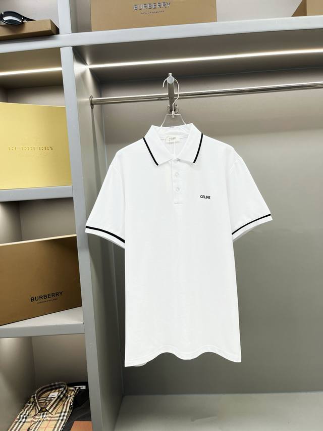 Celine 赛琳 字母刺绣新款Polo衫 原版面料 官方同款 采用210克纯棉珠地面料，定制 同缸染面料 手感非常舒服爽滑 版型挺阔有型 一线品牌代工厂P出品