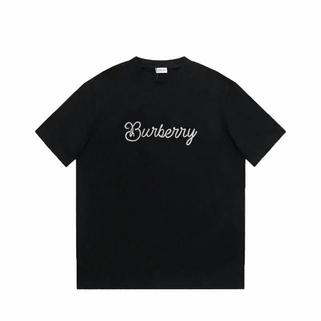 Burberry 巴宝莉 标语Logo印花百搭潮流简约短袖T恤男女同款 吊牌 领标 水洗唛 三标齐全 定织定染280克精梳棉面料 尺码：S-Xxl 颜色：黑色，