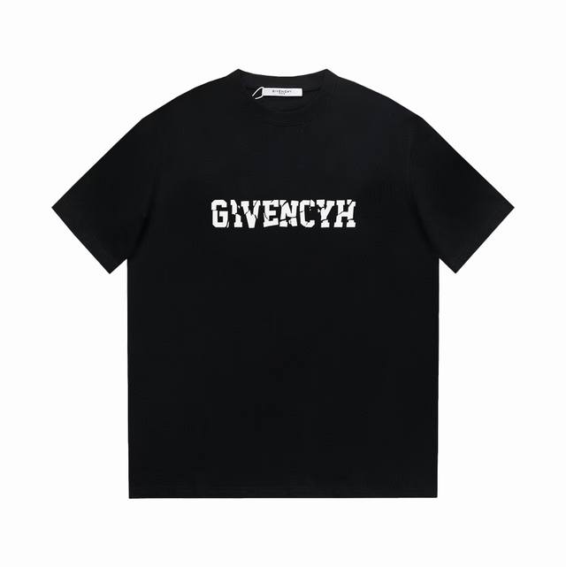 Givenchy 纪梵希 标识Logo字母印花百搭简约短袖T恤男女同款 吊牌 领标 水洗唛 三标齐全 定织定染280克精梳棉面料 尺码：S-Xxl 颜色：黑色，