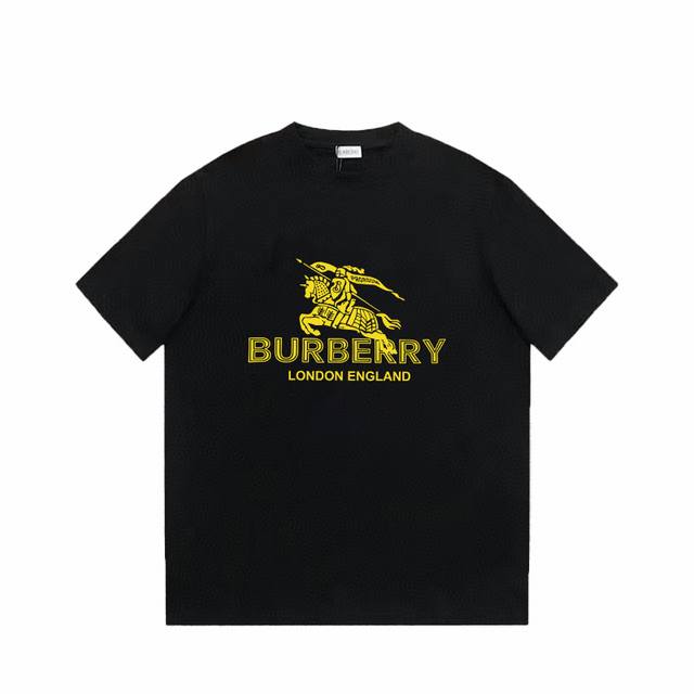 Burberry 巴宝莉 战马字母印花图案百搭圆领短袖T恤男女同款 吊牌 领标 水洗唛 三标齐全 定织定染280克精梳棉面料 尺码：S-Xxl 颜色：黑色，白色