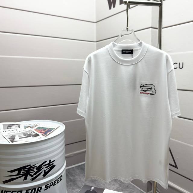 Bal 巴黎 2025春夏新款短袖T恤 重磅纯棉字母Logo刺绣并印花 颜色：黑色 白色 尺码： S 90-130斤 M 120-150斤 L 140-165斤