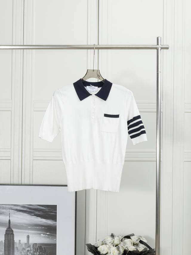 原单狠货 最高版本 2 天出货 Thom Browne:小狗针织Polo 女款 1:1 原版针织面料 辅料 颜色：白色 藏青色 尺码：012 码