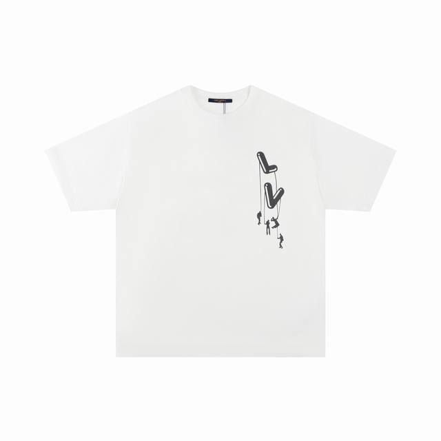 Louis Vuitton21Ss Lv经典伞兵印花圆领短袖 面料：采用32支精疏棉双纱面料260克，螺纹搭配1*1索拉纳罗纹 定制五金 螺纹 辅料 对版对位