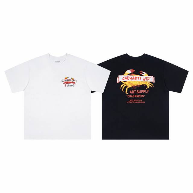 228# 现货发售 Carhartt Wip 卡哈特 25Ss官网螃蟹大印花男女同款 颜色：黑 白 码数：S M L Xl 面料：潮牌双纱260克