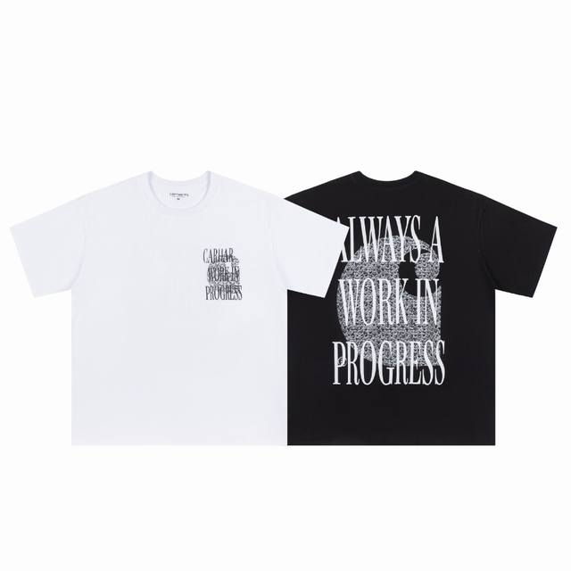 8816# 现货发售 Carhartt Wip 卡哈特 24Ss夏季新款工业风Logo印花圆领短袖男女同款 颜色：黑 白 码数：S M L Xl 面料：16支潮