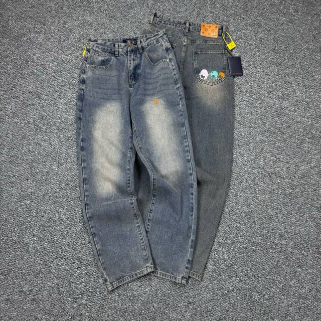 款号：H762 Louis Vuitton & 路易威登 25Ss 三色小人头刺绣Logo牛仔裤 采用了独特的工艺，如梦似幻的色彩完美演绎
