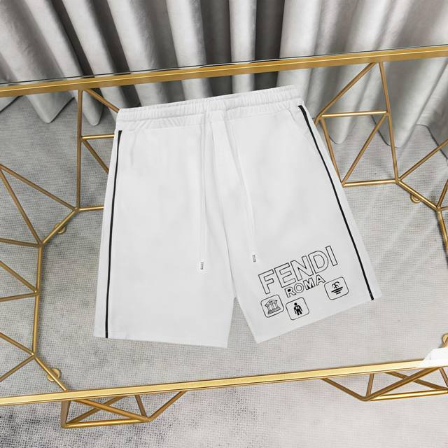 Fendi 芬迪印花短裤卫裤纯棉五分裤 1:1对版面料380克毛圈高克重百分百纯棉 提前做过预缩水1×1双纱洗一辈子都不会变形的 男女同款 官网细节 字母Log