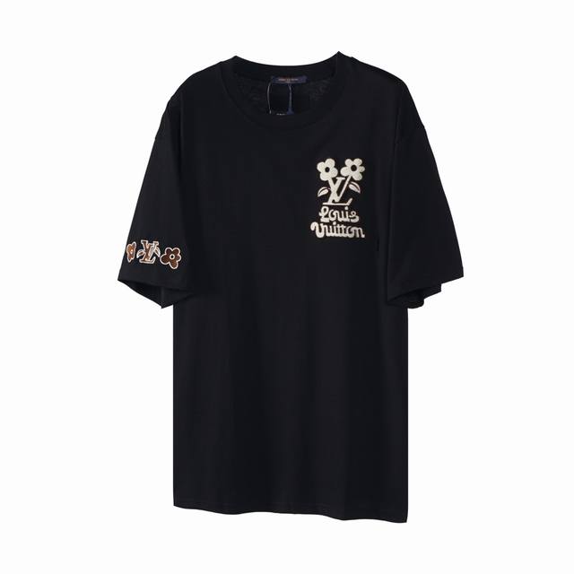 L36 Lv 路易威登 24Ss 牙刷绣花朵艺术字母短袖 购入原版开发！整衣重工高端牙刷刺绣不起皱！区别于市面通货垃圾版本！面料采用260克重纯棉，定制32支2