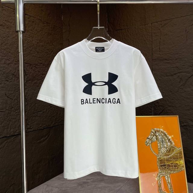 Balenc* 巴黎* 2025春夏新款短袖T恤 重磅纯棉字母Logo印花 颜色：黑色 白色 薄荷绿 码数：S M L Xl Xxl
