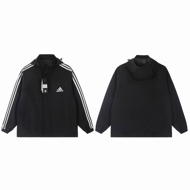 801 Adidas 阿迪达斯经典连帽情侣款夹克风衣外套！ 运动休闲都可驾驭 原厂客供40D梭子面料，舒适透气 春夏季首选！上身立体有型！完全不挑身材 不挑年龄