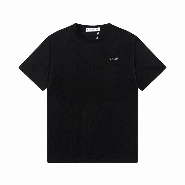 Dior 迪奥25Ss新款提花面料 刺绣Logo字母短袖 高品质 重工艺 面料- 采用270克双股精梳棉面料.索罗纳螺纹订织订染国标一级面料 辅料：官网原版三标