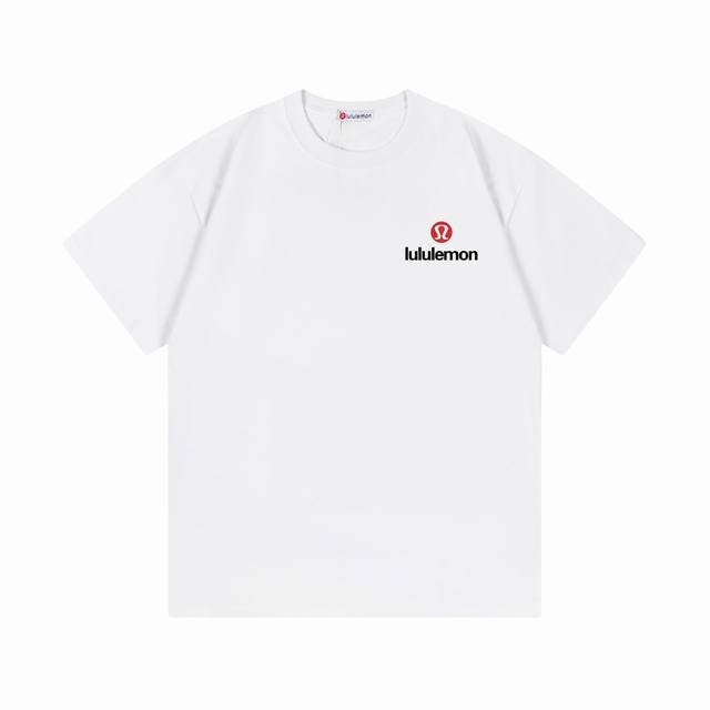 Lululemon 露露乐蒙 2025新款 前后印花字母Logo 男女同款 短袖T恤 定制300克 ％双纱纯棉面料 定染32支双股螺纹 领标吊牌主唛三标齐全 颜