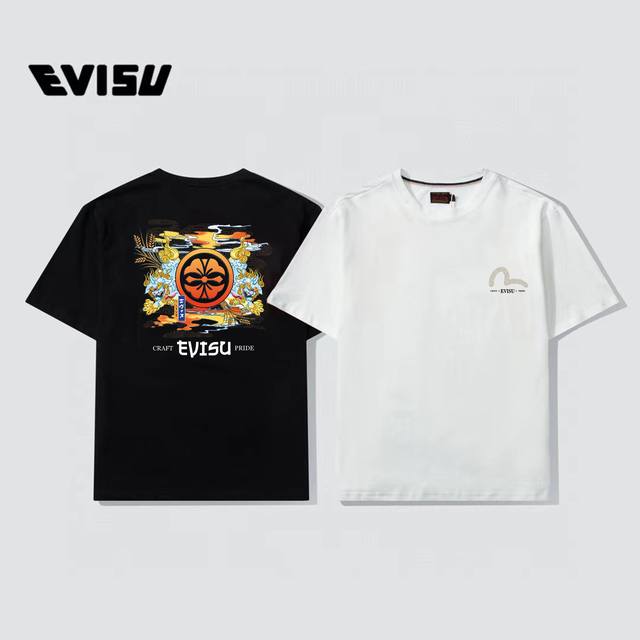 款号:E24， ，正确高版本！ Ev福神22Ss 男士印花短袖T恤！ 吊牌 货号：2Eshtm1Ts620Xx 材质：100%纯棉 这件短袖T恤背后以双狛犬樱花