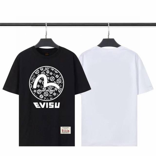 款号:E04， Evisu 福神新款花图案小海鸥印花情侣短袖T恤！ 高端定制 品质请看实拍 衣服上你能看得见 胸前印花Logo图案，采用纯棉，21支纱精梭棉 含