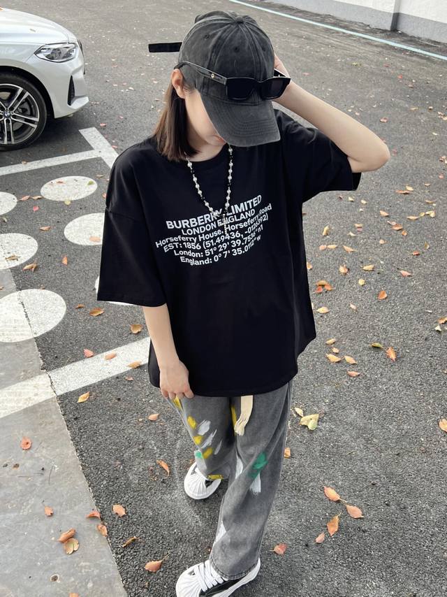 上新款号：Ld87 夏季 Ldurlderry 巴宝莉 字母 标语 T恤 巴宝莉春夏新款字母印花短袖T恤 面料采用260G双纱面料 落肩款版型 数码直喷印花工
