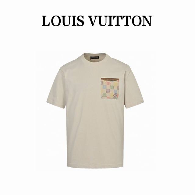 Louis Vuitton 路易威登 25Ss 棋盘格皮牌口袋短袖 定制250克全棉双纱紧密爽滑面料，32支双股双纱打造，布面干净，布纹清晰，手感非常细腻扎实，