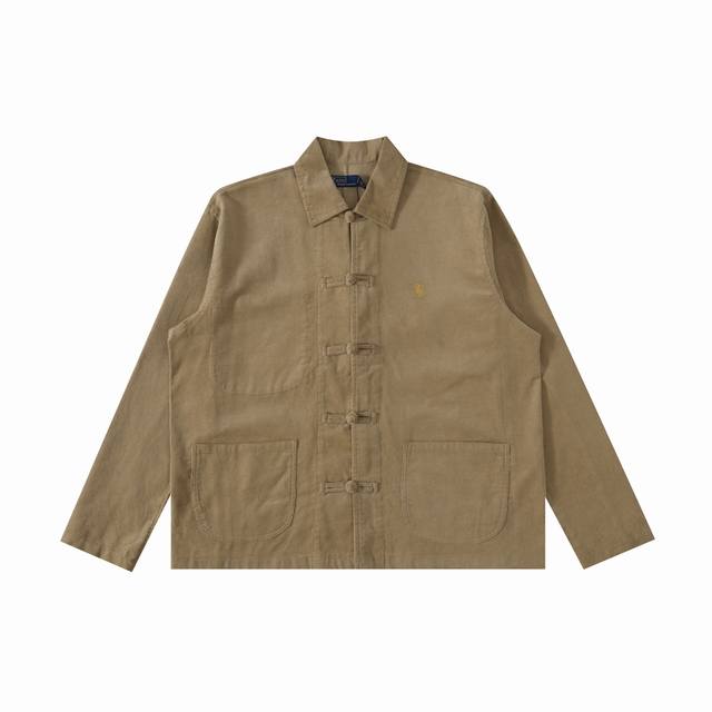 R11 Ralph Lauren拉夫劳伦新年中式盘扣灯芯绒衬衣外套 细棱纹灯芯绒衬衫 新国风中式衬衫 穿上就把贵气焊死在身上了 颜色 黑色 卡其 尺码S-Xl