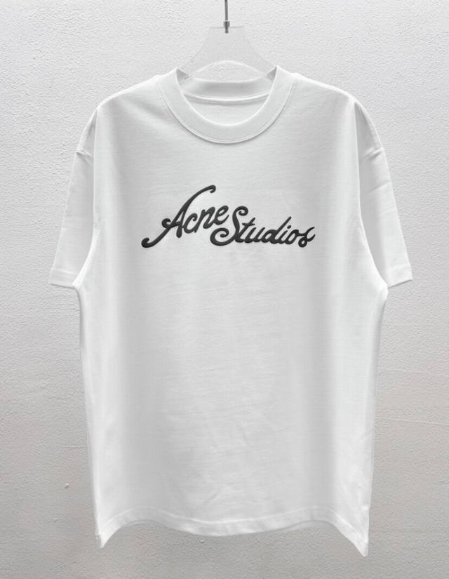 Acne Studios圆领短袖T恤 蓝灰色发泡印花 面料定制定染 300克100%纯棉短袖 手感非常舒服 超级百搭好看的一款短袖 品质绝对保证 黑白色 男女同