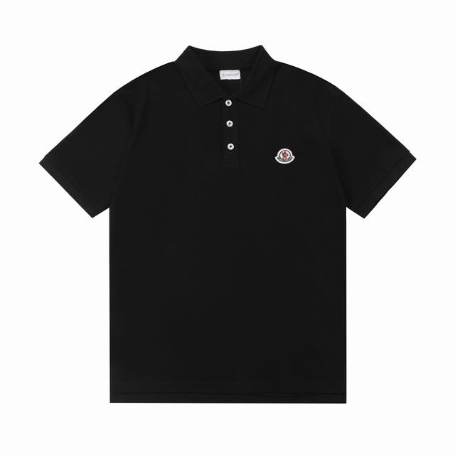 隔天到 Moncler 蒙口 2025新款 轻奢主义 280克定制小标字母Logo 男女同款 休闲Polo衫 定制珠地面料 领标吊牌主唛三标齐全 颜色：黑色 尺