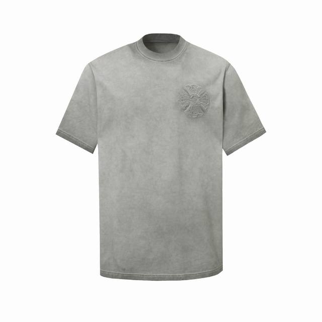 Chrome Hearts*克罗心 重磅炒色洗水贴布剪边贴布绣花工艺短袖T恤 独家定织定染高克重紧密精梳棉面料Os落肩宽松版型 春夏最新砖柜同步 男女同款 颜色