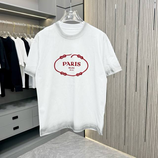 D Prada 普拉达 25Fw春夏新款圆领T恤 采用重磅320G双纱精梳棉材质 上身立体感强 采用重磅洗水工艺搭配喷绘中空绣绣花 洗涤方式：面料仅限干洗或洗衣
