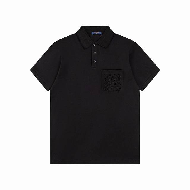 Lv 路易 25Ss新款 口袋Logo压花工艺Polo 230克重双纱全棉珠地 颜色：黑 白 码数：S M L Xl Xxl