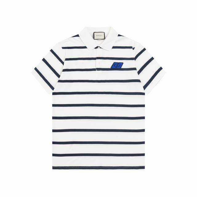 Gucci 古驰 25Ss新款 Gg贴饰 横间满印 Polo 230克重双纱全棉珠地 颜色：白 宝兰 宝兰 红 码数：S M L Xl Xxl