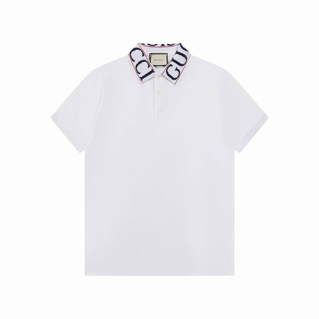 Gucci 古驰 25Ss新款 Gucci提花领子 Polo 230克重双纱全棉珠地 颜色：宝兰 白 红 码数：S M L Xl Xxl