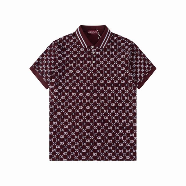 Gucci 古驰 25Ss新款 经典双Gg老花 满印Polo 230克重全棉珠地 颜色：浅杏 浅灰 宝兰 深灰 枣红 码数：S M L Xl Xxl