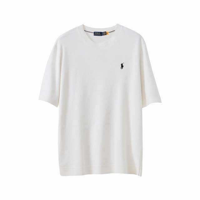 新品上新！ 拉夫劳伦夏季新品男士针织圆领短袖，采用原版一致百分百纯棉纱线，含百分之14羊毛，大厂工艺14针纱织密度质感肉眼可见，细腻透气，洗后不变形