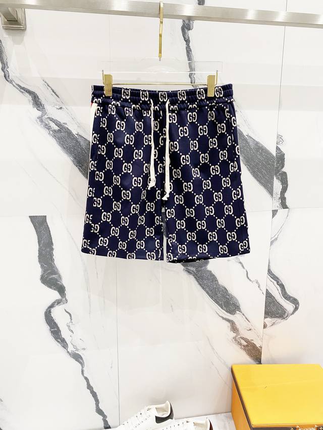 Gucci 古驰 定制提花面料短裤 经典款Gg老花满印字母Logo织带拼接 官方同步 高版本 高品质 时尚个性 百搭潮流 纯原品质 原版面料 吊牌 领标 水洗麦