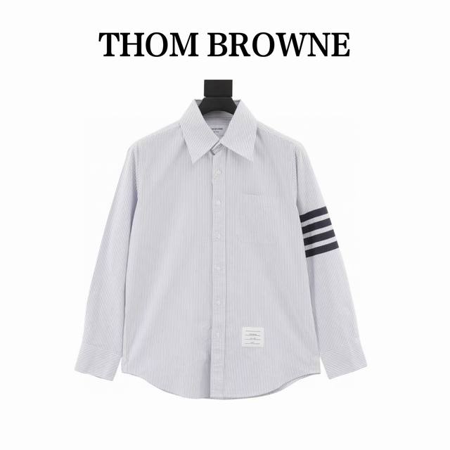 Thombrowne 汤姆布朗　条子牛津纺经典四条杠长袖衬衫 衣身为定制16S双纱牛津纺，纽扣采用珍贵的贝壳扣，成衣水洗微做皱处理做工难度在于织带，定织Tb三色