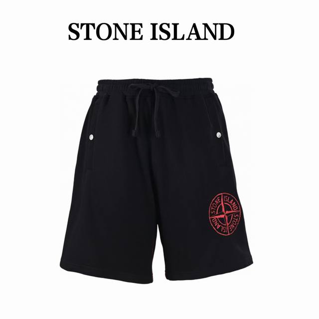 Stoneisland石头岛 黑红徽章刺绣短裤 定制至纯至臻奢享毛圈布，采用进口机刺绣工艺，使用先进的计算机控制系统和精密的机械部件，实现红色 Compass