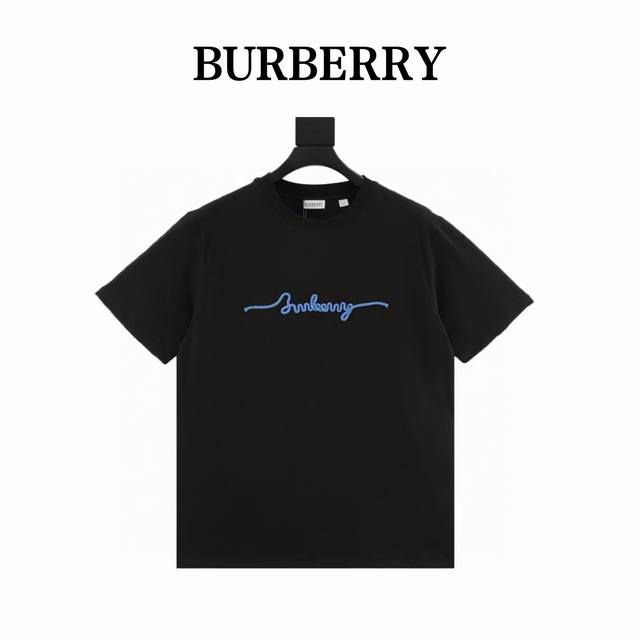 Burberry 巴宝莉 编织麻绳字母Logo圆领短袖 原版定制320克全棉100%双纱纯棉螺纹同缸染面料袖口下摆是三本针工艺 肩部双针五线更立体 领口包边包条