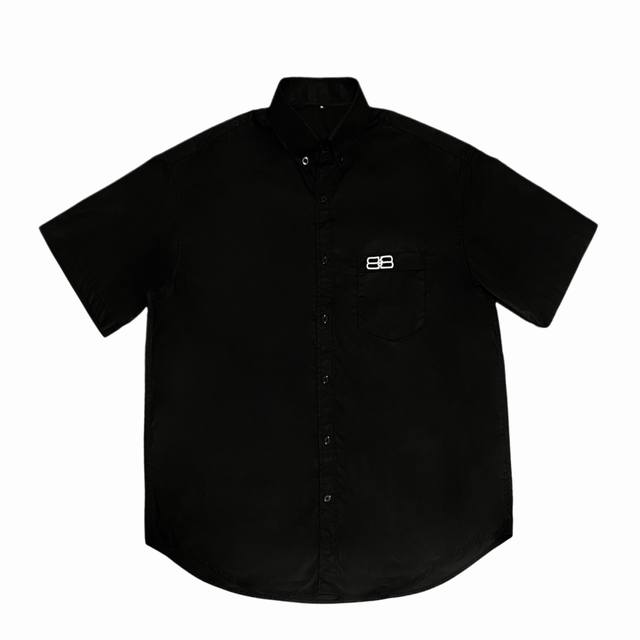Balen巴黎 Bb字母刺绣高品质短袖衬衫 男女同款 宽松版型 码数：M-3Xl .