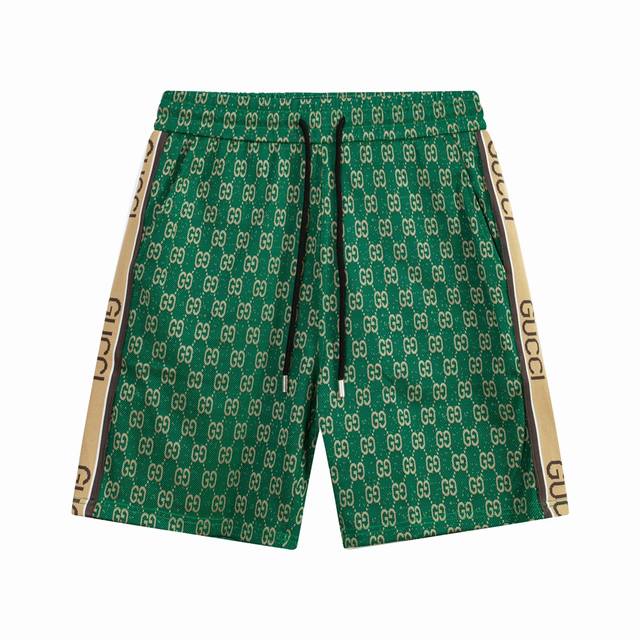 Gucci 古驰 字母 提花双G 织带刺绣 Logo标识 侧边字母双G织带 五分裤、高品质牛肚面料、特别手感、超级质感 舒适柔软透气 休闲宽松版型 潮流男女同款