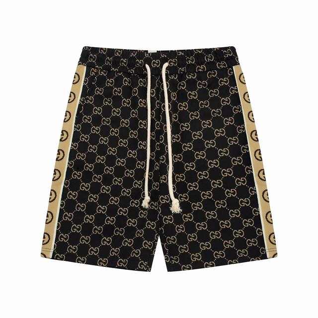 Gucci 古驰 字母 提花双G 刺绣 Logo标识 侧边字母双G织带 五分裤、高品质牛肚面料、特别手感、超级质感 舒适柔软透气 休闲宽松版型 潮流男女同款 短