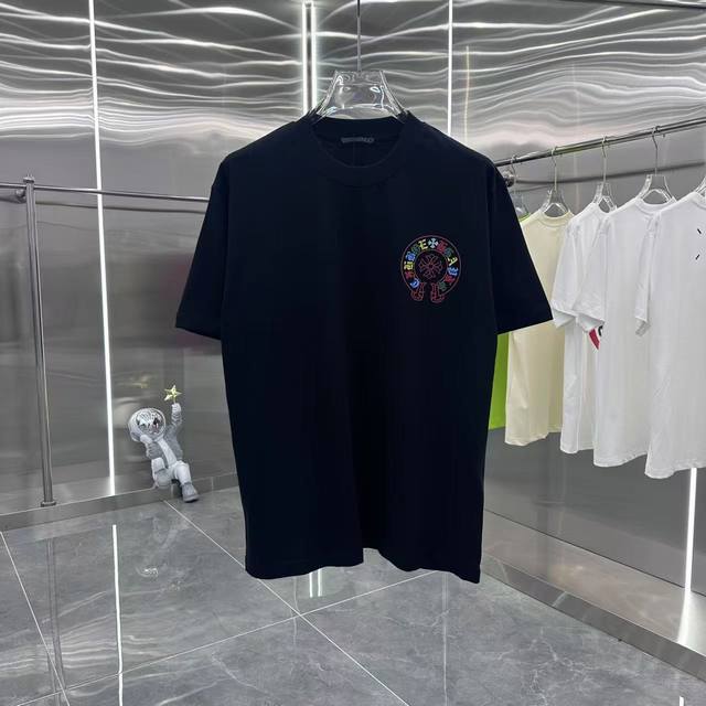 Ch克罗 2025春夏新款 个性印花 圆领T恤 实物很棒男女同款宽松版 尺码S M L Xl Xxl 五个码 黑色 白色 浅绿色