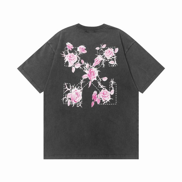 Off- White2025Ss春夏新款纯棉300G双纱做旧炒盐纯棉男女同款短袖 不需要所谓烂大街的华丽文案 主打品质 - 进口洗褪专用双纱面料 ，成品洗褪做旧