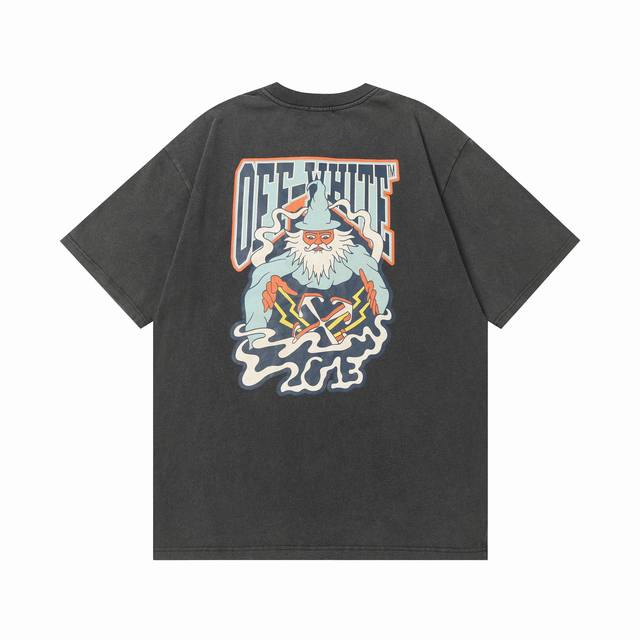 Off- White2025Ss春夏新款纯棉300G双纱做旧炒盐纯棉男女同款短袖 不需要所谓烂大街的华丽文案 主打品质 - 进口洗褪专用双纱面料 ，成品洗褪做旧