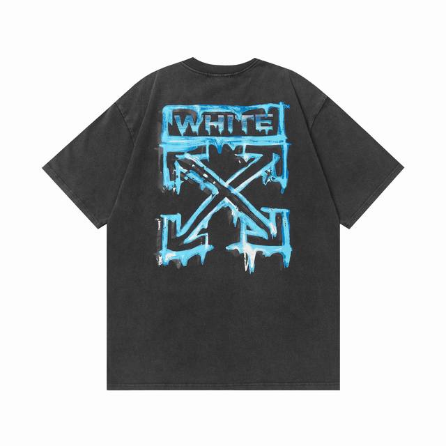 Off- White2025Ss春夏新款纯棉300G双纱做旧炒盐纯棉男女同款短袖 不需要所谓烂大街的华丽文案 主打品质 - 进口洗褪专用双纱面料 ，成品洗褪做旧