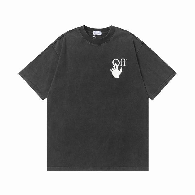 款号：K0303款 Off- White2025Ss春夏新款纯棉300G双纱做旧炒盐纯棉男女同款短袖 不需要所谓烂大街的华丽文案 主打品质 - 进口洗褪专用双纱