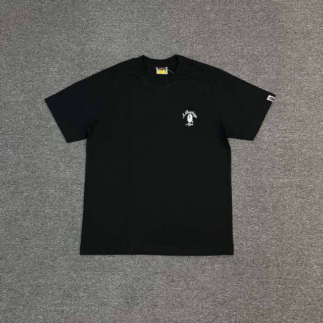 Xx275 Bape Ss25 猿人字母刺绣圆领270克克重麻棉面料 Zp开版 情侣款：S Xxl 黑色 白色 灰色