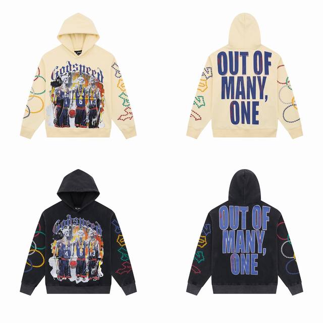 g125# God Speeddreamteam '24 Hoodie 380克重纯棉洗水做旧帽衫 Color 颜色 : Black 洗水黑 , Bone 米黄