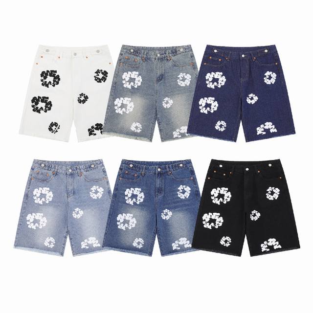 d115# Denim Tears 木棉花印花高品质牛仔短裤 官网最全对版对色，6色！！！ Color 颜色 : 深蓝，浅蓝，复古蓝，牛仔蓝，黑色，白色 Siz