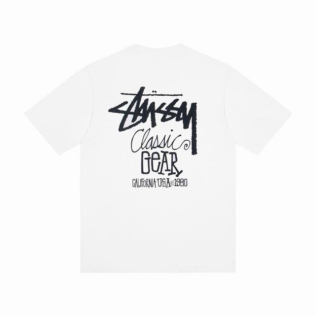 款号Hn793 高品质版本，区别通货 斯图西Stussy Ss25 Classic Gear Tee Pigment Dyed 经典印花Logo短袖T恤 男女同