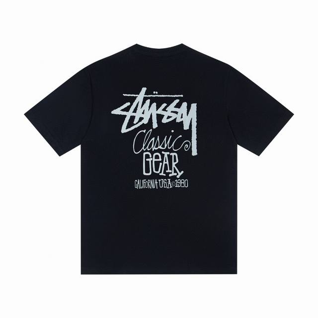款号Hn793 高品质版本，区别通货 斯图西Stussy Ss25 Classic Gear Tee Pigment Dyed 经典印花Logo短袖T恤 男女同
