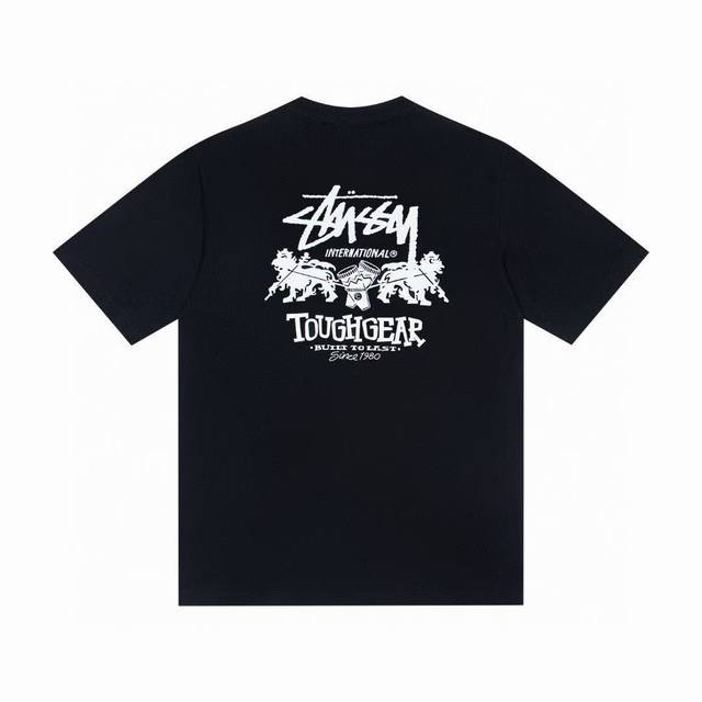 款号Hn791 高品质版本，区别通货 斯图西Stussy Tough Gear International Tee 秋季系列 Logo印花宽松罗纹圆领短袖T恤