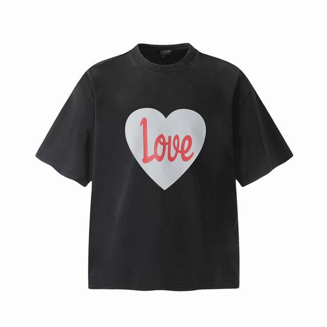 vt9145 Saint Michael 25Ss新款“Love“爱心字母印花复古水洗做旧短袖T恤 小领口设计 热固油墨印花 高街复古重磅做旧水洗Vintage