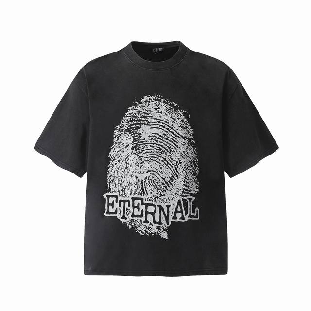 vt9137 Saint Michael “Eternal”指纹印花复古水洗做旧短袖T恤 小领口设计 热固油墨直喷印花 高街复古重磅做旧水洗Vintage短袖